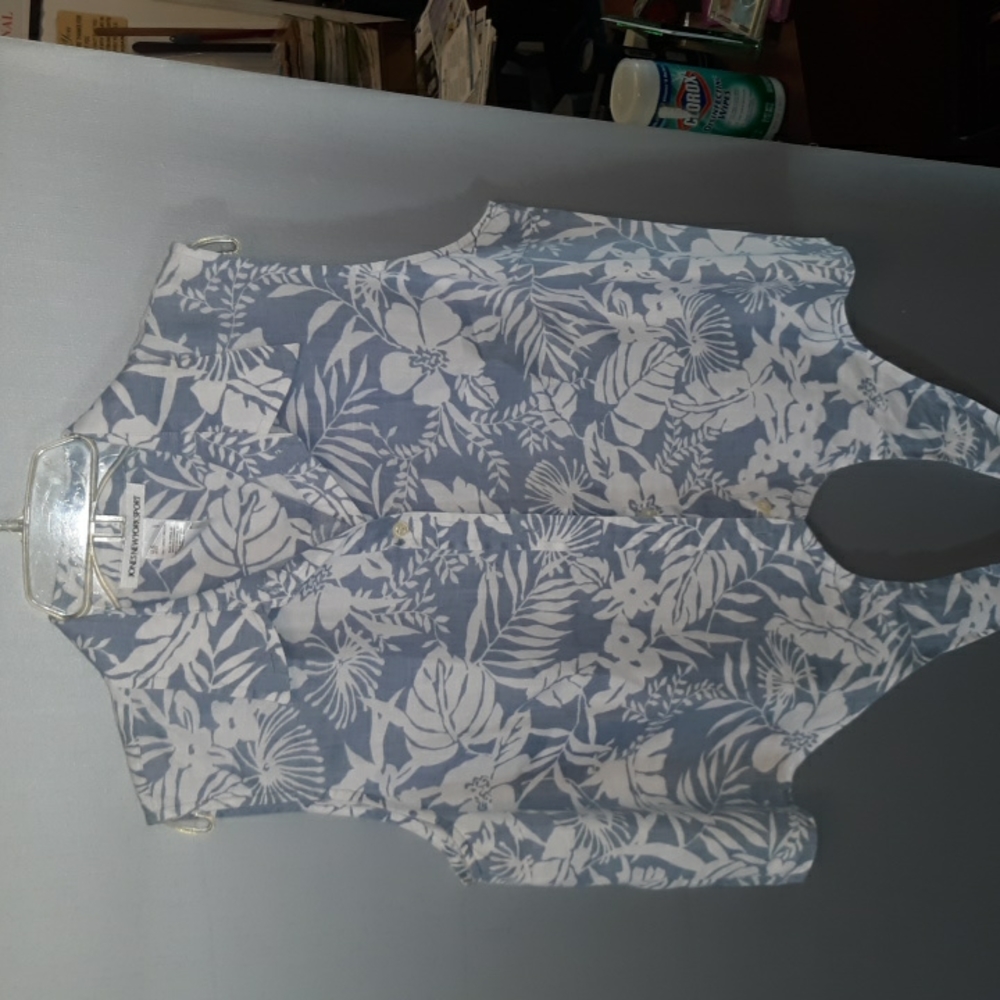 Jones New York 100% Linen Tie Front Top L